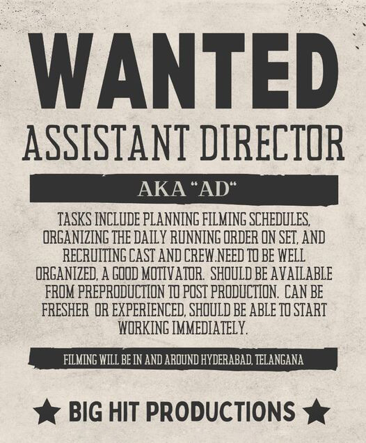 WANTED Assistant Director